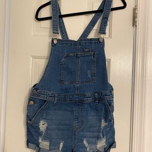 Distressed jean jumper